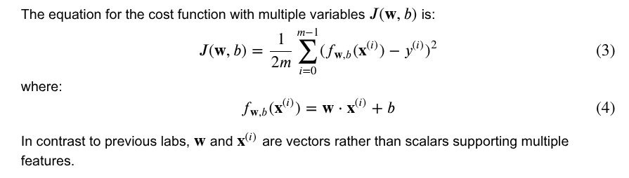 Cost Function Formulae