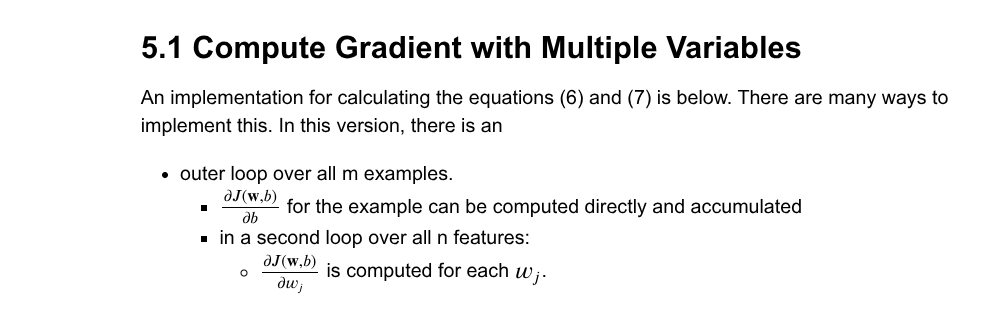 Gradient Descent for Multiple Variables